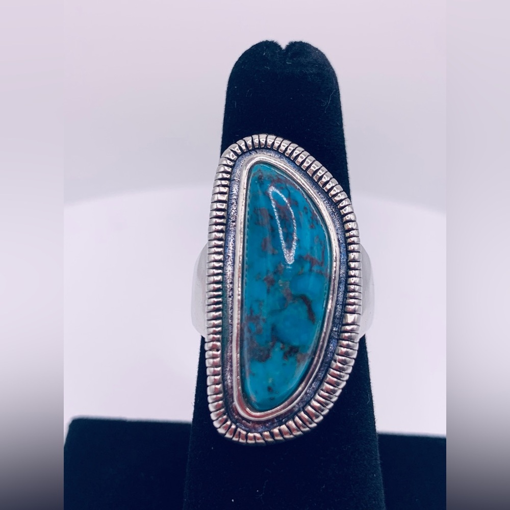 Silpada Rare Sterling Silver “RIPPLE” Navajo-Style Turquoise Ring - Size 6